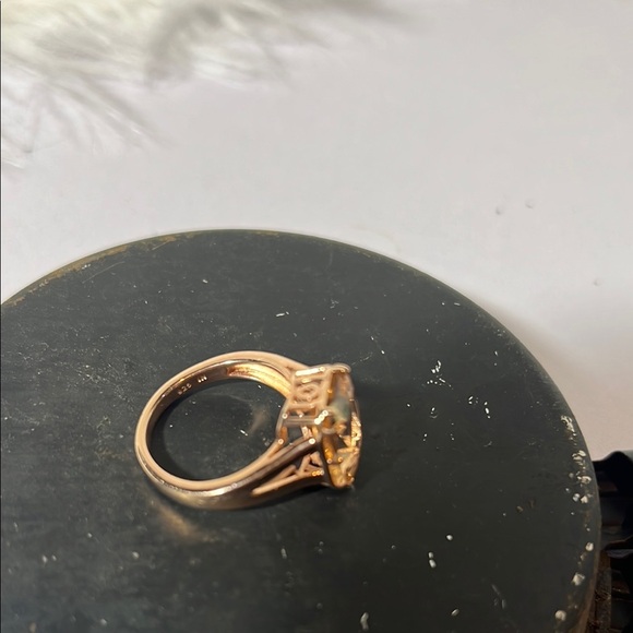 Elegant 14k Rose Gold Ring over 925 Silver. Citrine Stone. WA427 - Picture 2 of 5